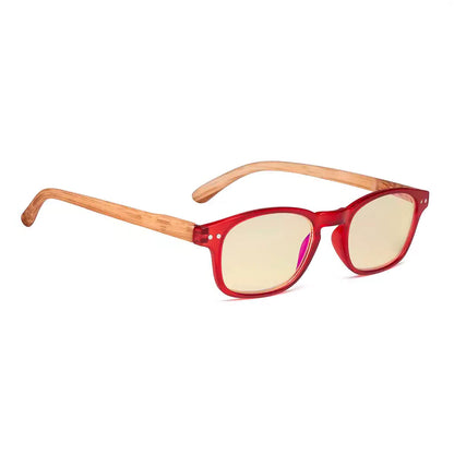 Wood-look Temple Blue Light Blocking Reading Glasses Women