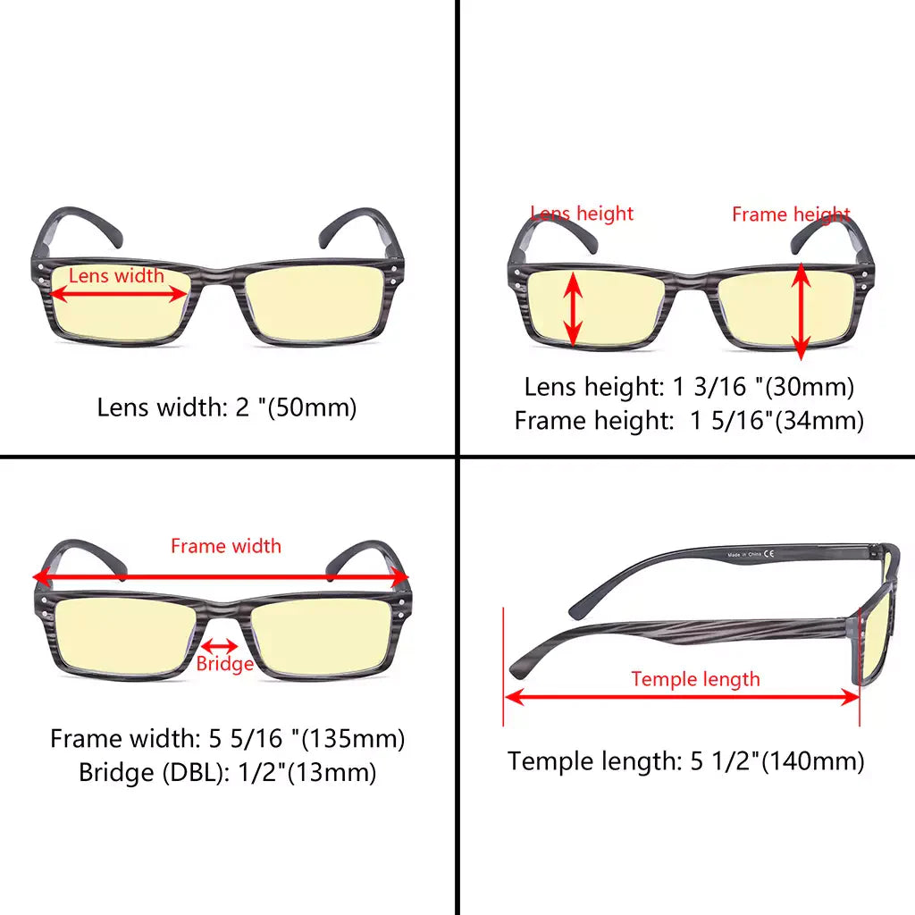 Vintage Rectangle Blue Light Blocking Glasses Women Men