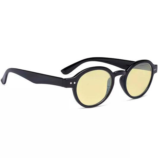 Oval Round Yellow Tinted Blue Light Blocking Eyeglasses For Women