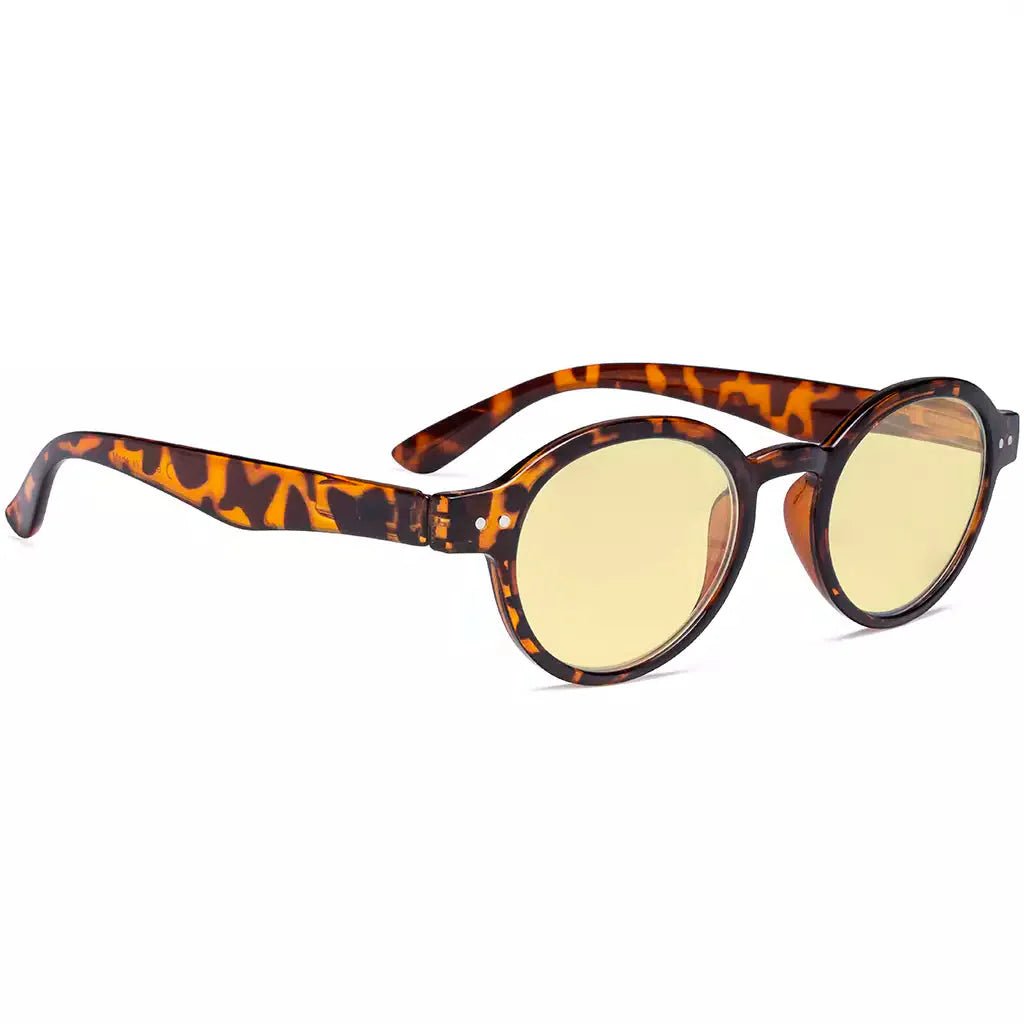 Oval Round Yellow Tinted Blue Light Blocking Reading Glasses For Women