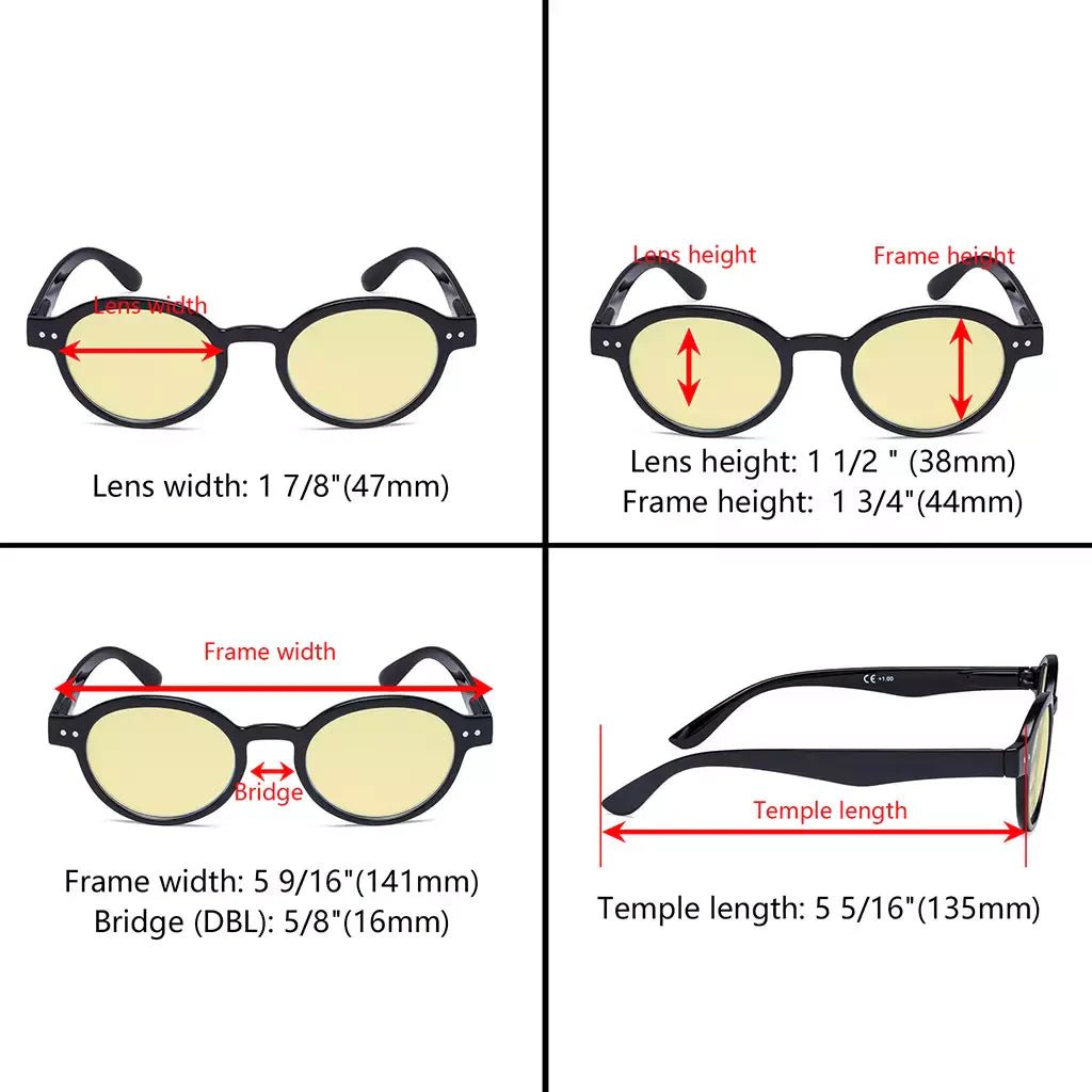 Oval Round Yellow Tinted Blue Light Blocking Eyeglasses For Women