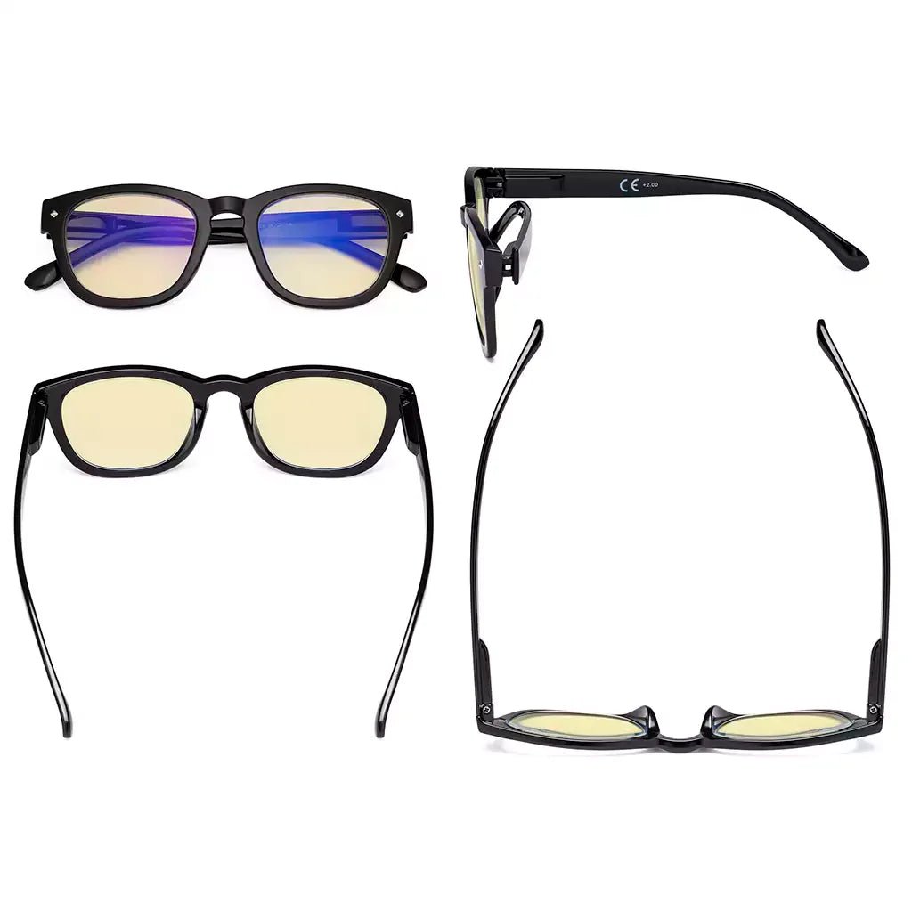 Yellow Tinted Blue Light Blocking Reading Glasses For Women Men