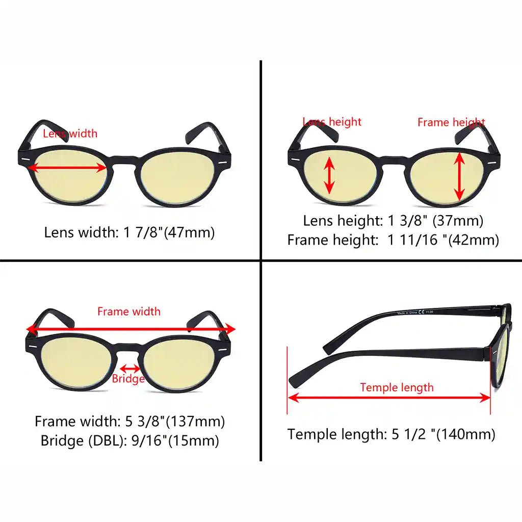 Oval Round Blue Light Blocking Glasses Retro Key Hole Women