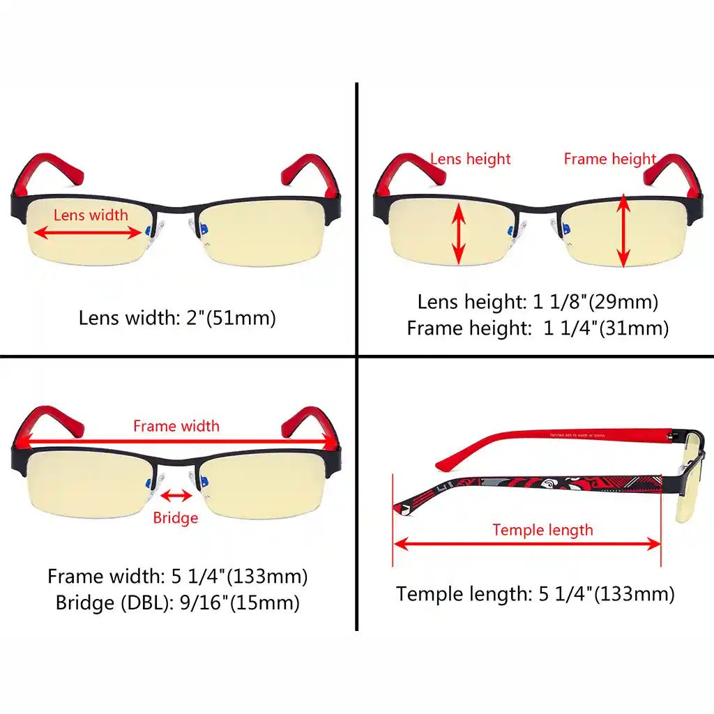 Half-rim Pattern Blue Light Blocking Glasses Women