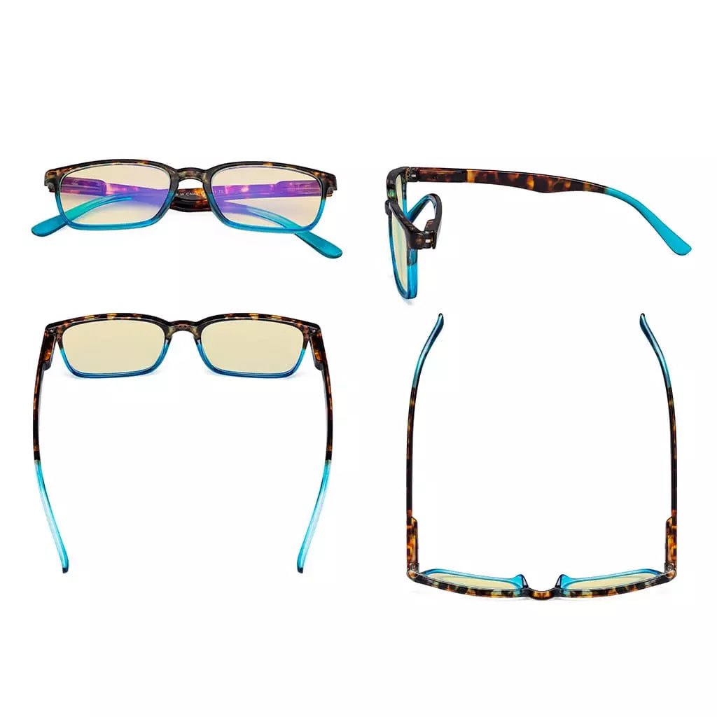 Blue Light Blocking Reading Glasses Tortoise Frame Yellow Tinted for Women