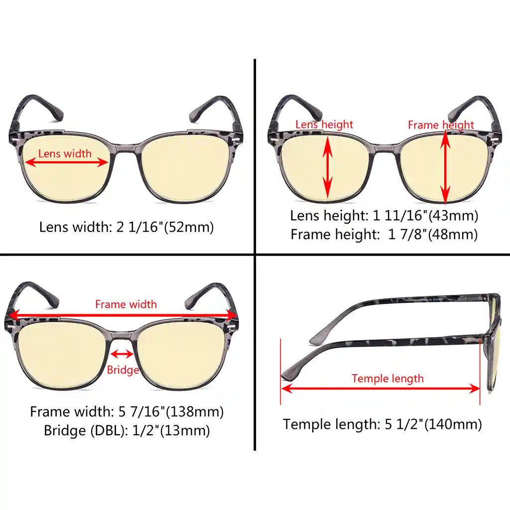 Square Blue Light Blocking Reading Glasses Yellow Tinted Women