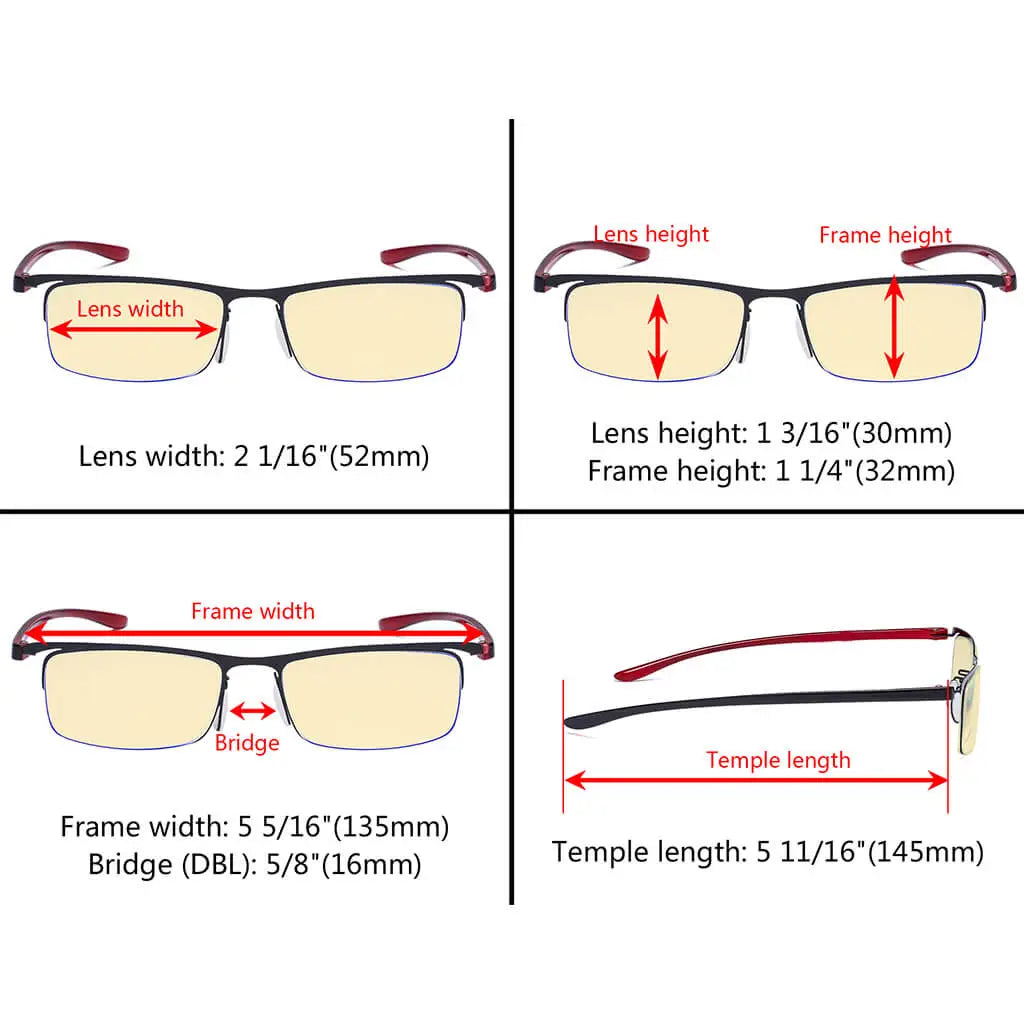Semi-rimless Blue Light Blocking Glasses Women Men