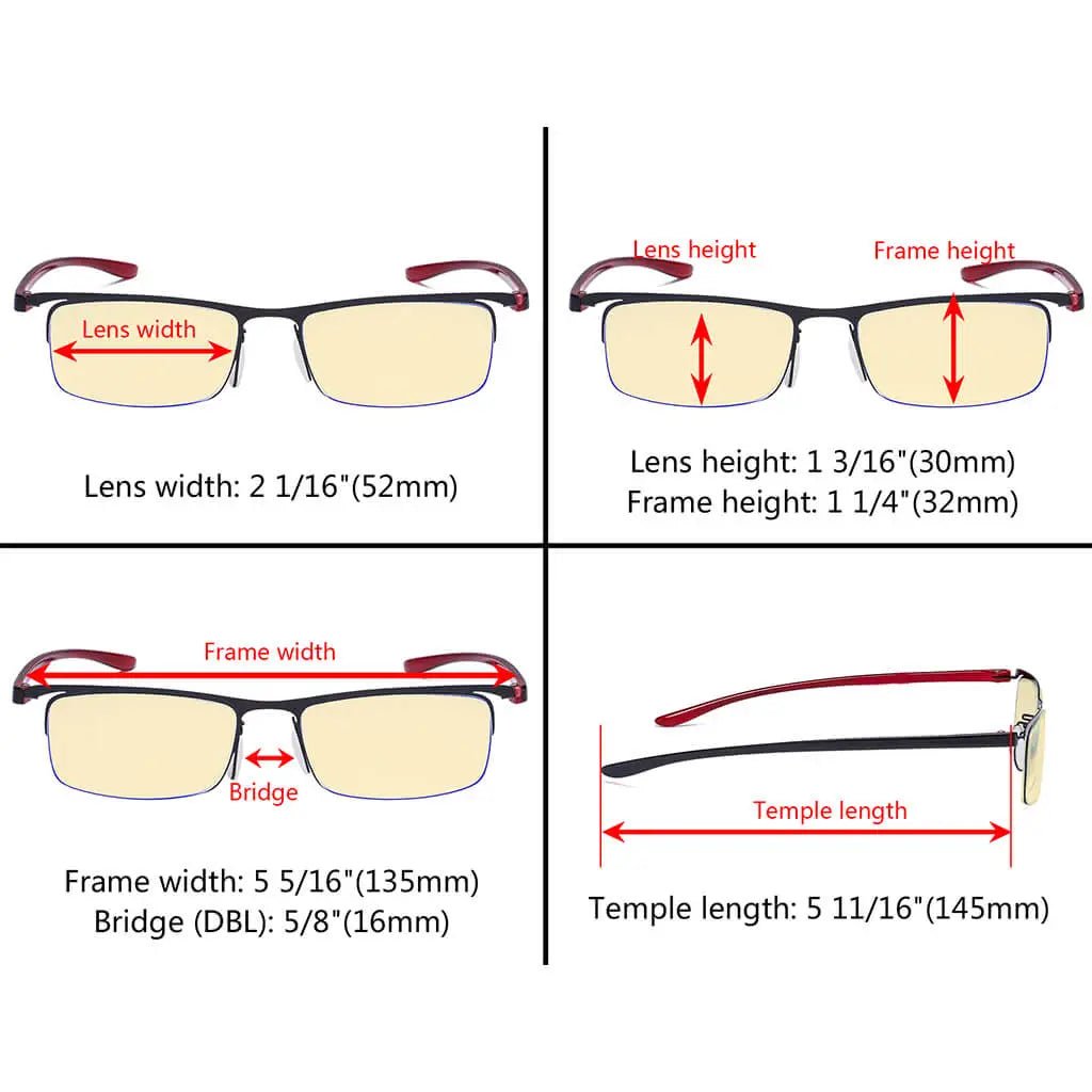 Semi-rimless Blue Light Blocking Glasses Women Men