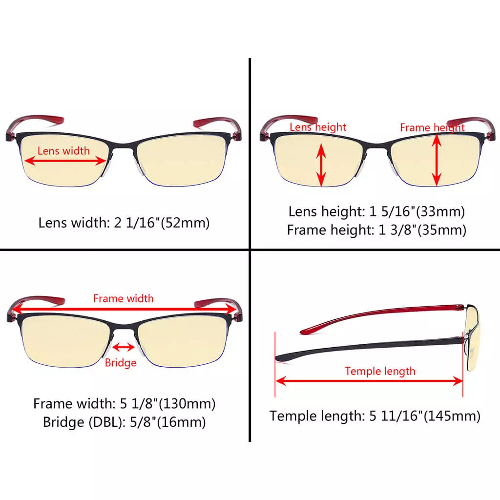 Metal Half-rim Blue Light Glasses Women Men