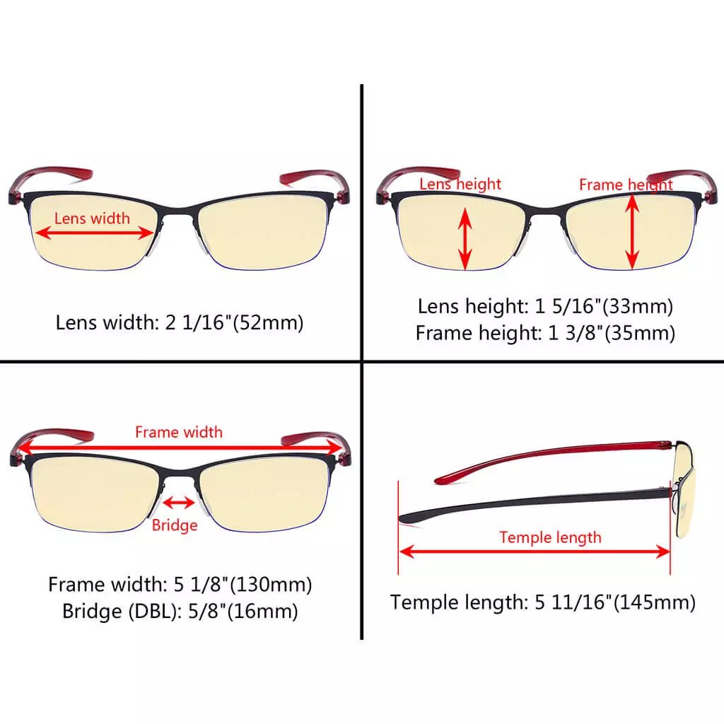 Metal Half-rim Blue Light Glasses Women Men