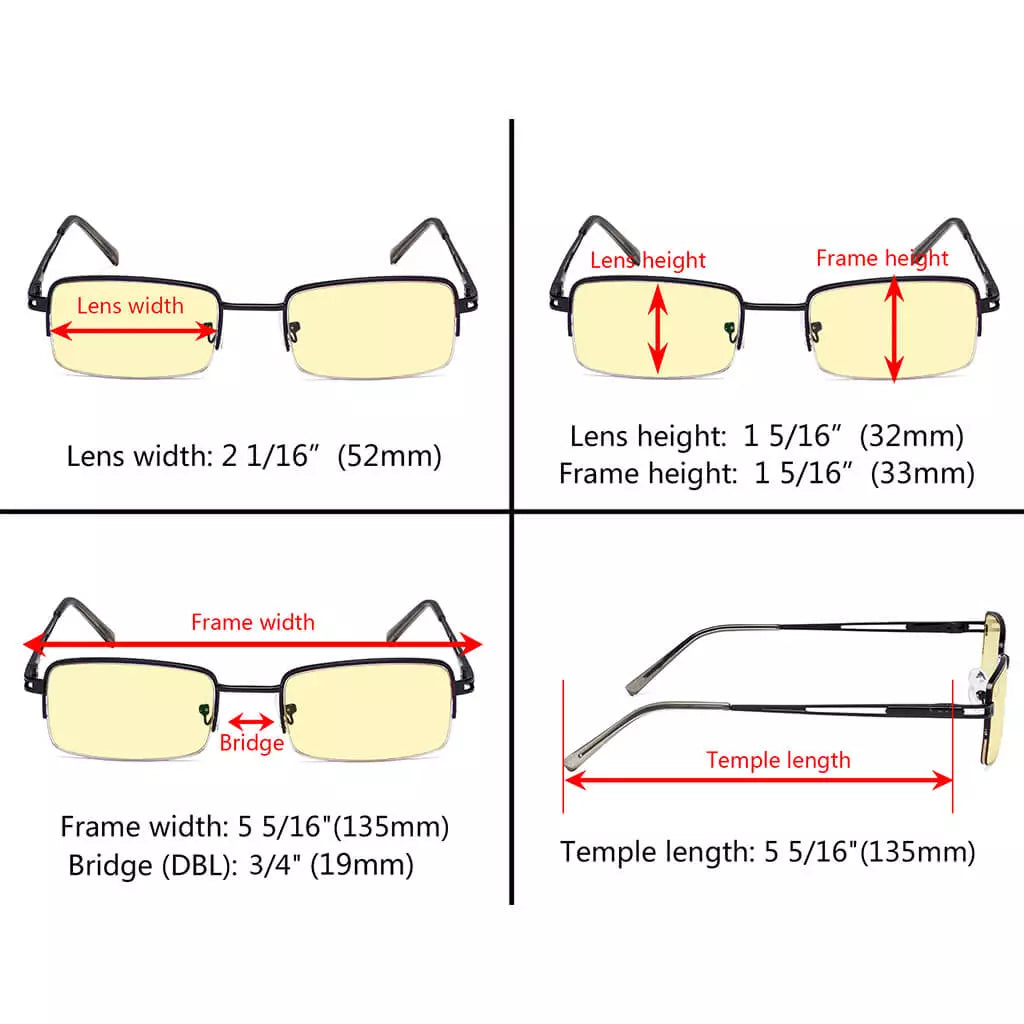 Half Rim Blue Light Blocking Reading Glasses Women Men