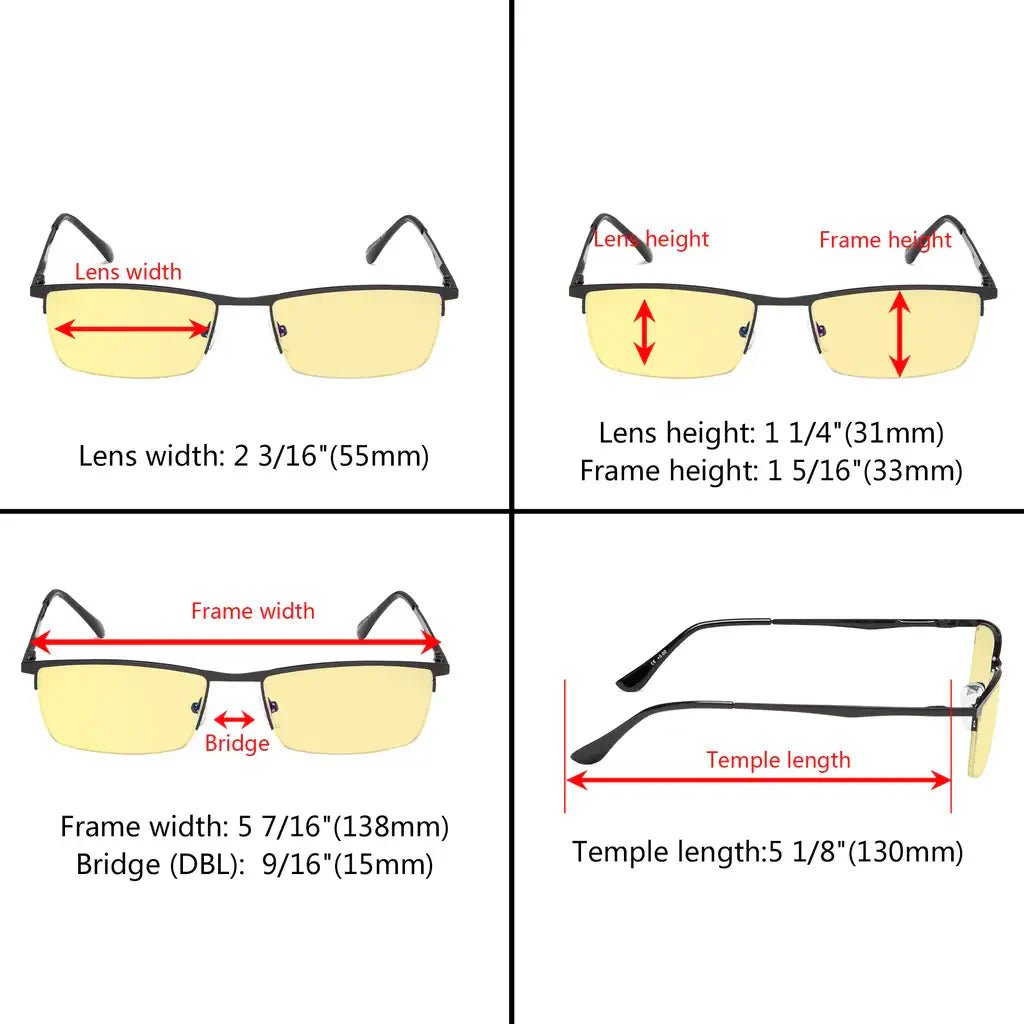 Half Rim Blue Light Glasses Women Men