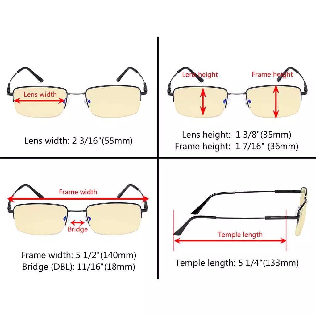 Half-rim Metal Blue Light Blocking Reading Glasses Women Men