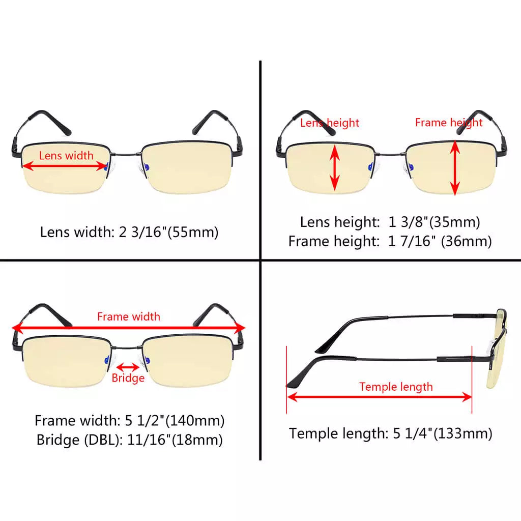 Half-rim Metal Blue Light Blocking Reading Glasses Women Men