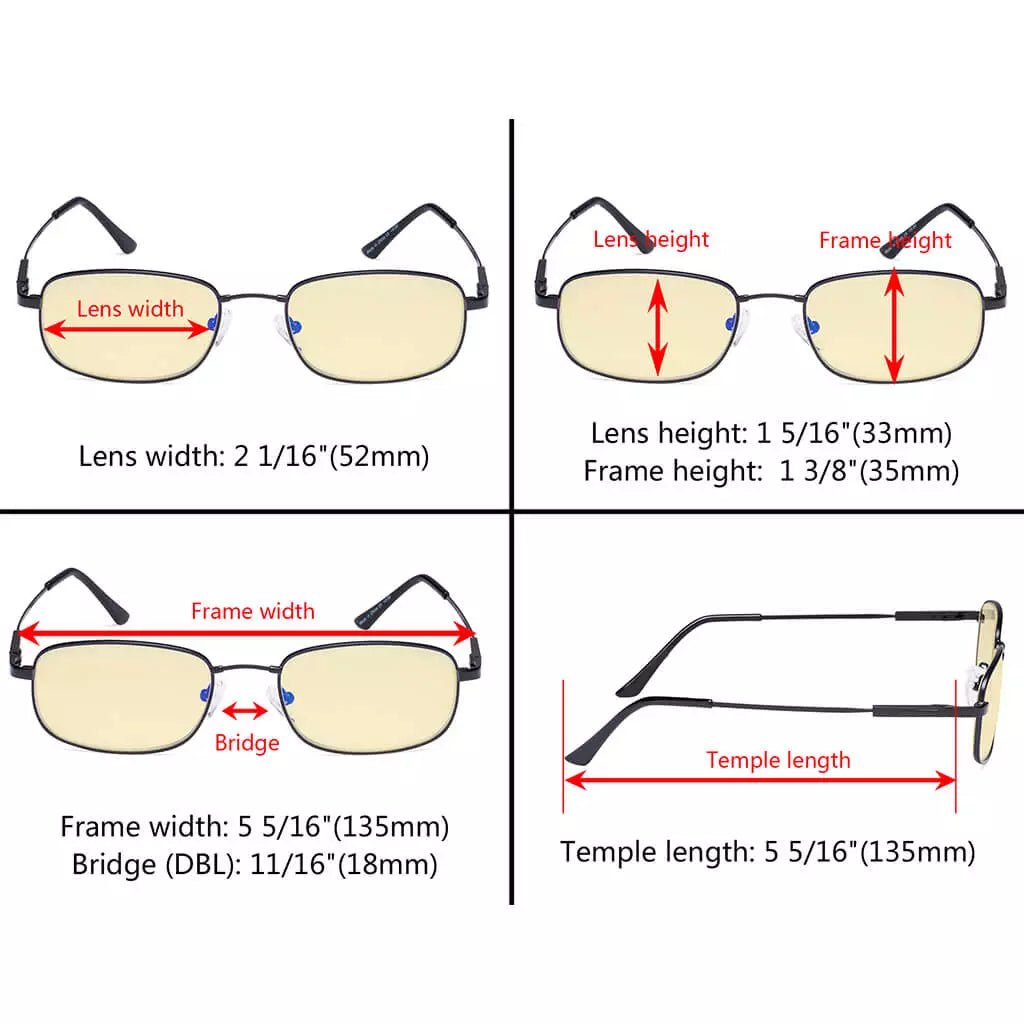 Metal Blue Light Blocking Reading Glasses Women Men