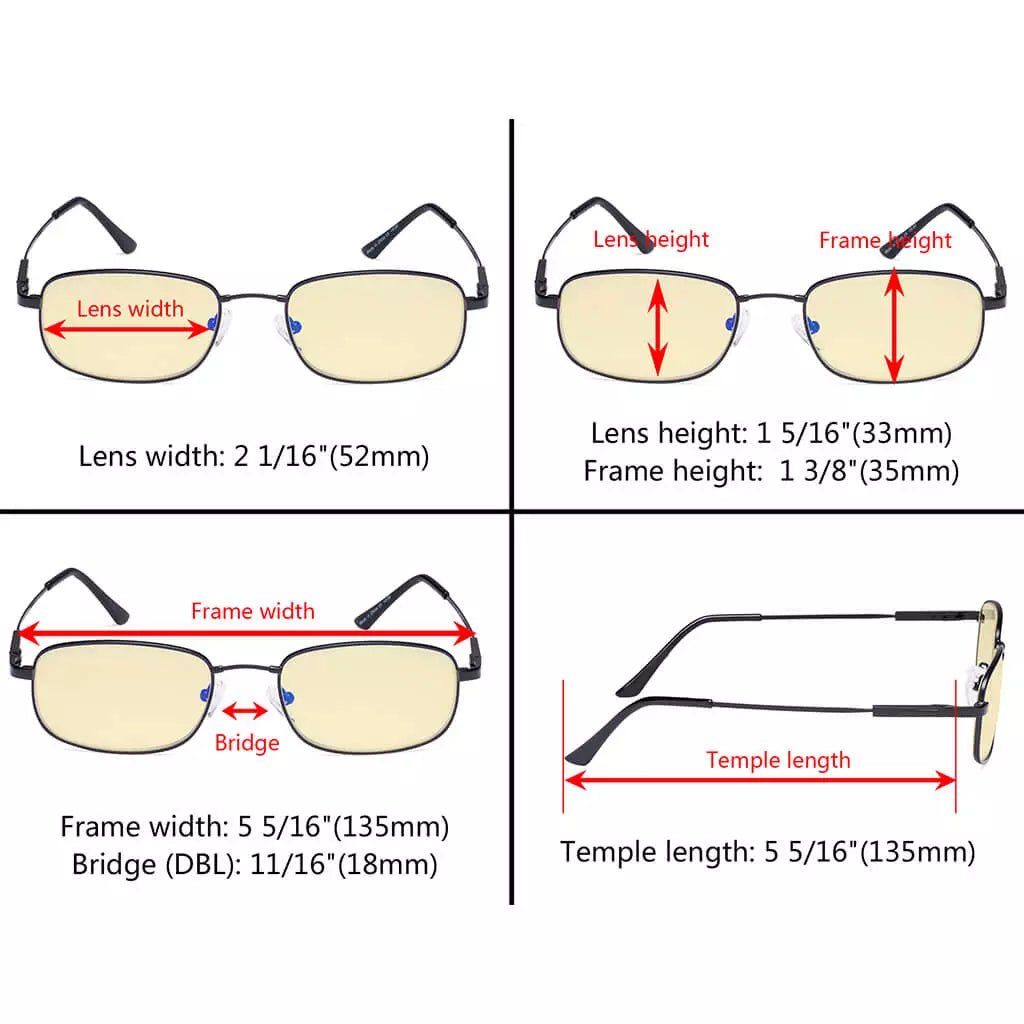 Metal Blue Light Blocking Reading Glasses Women Men