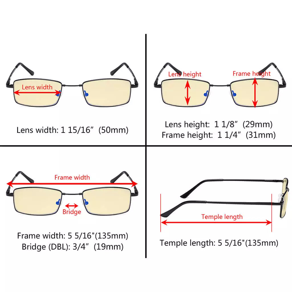 Metal Vintage Blue Light Blocking Glasses Women Men