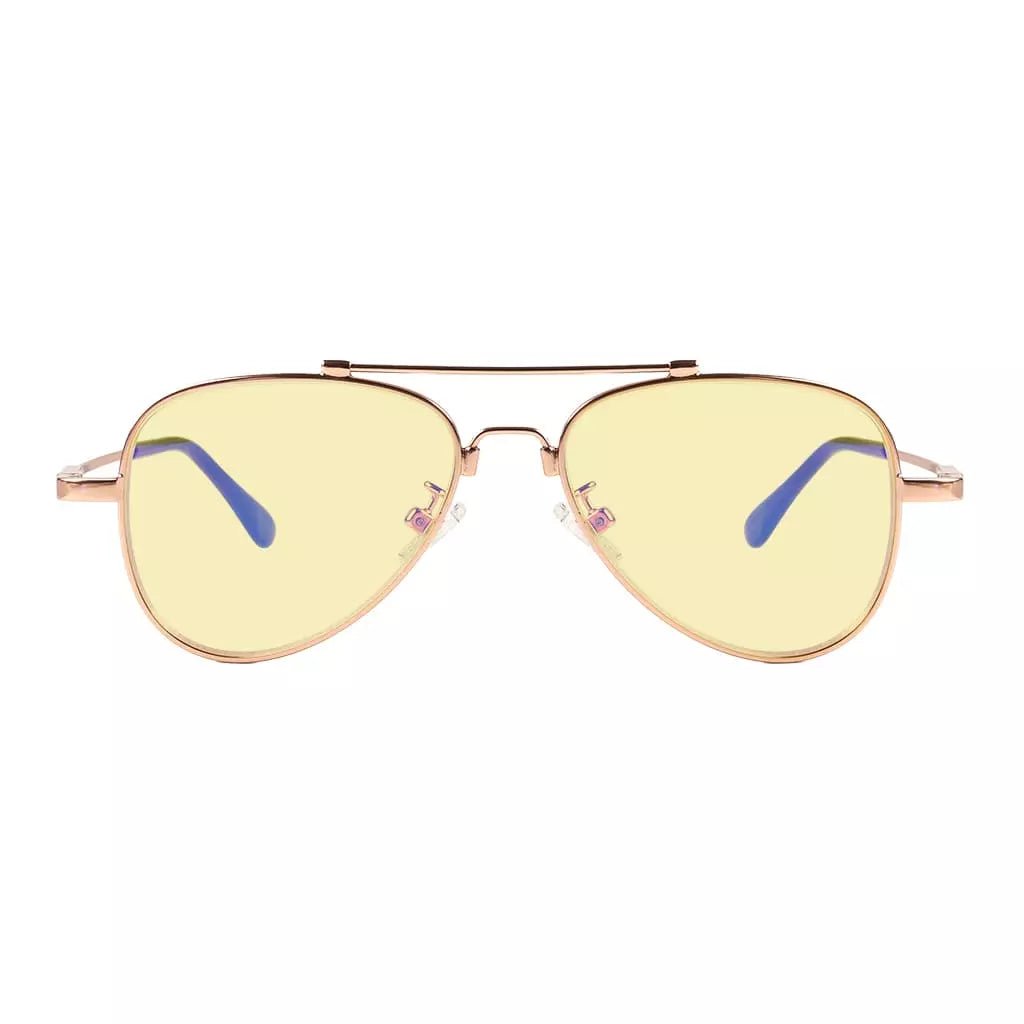 Pilot Style Block Blue Light Glasses Yellow Tinted for Kids