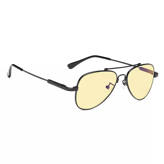 Pilot Style Block Blue Light Glasses Yellow Tinted for Kids