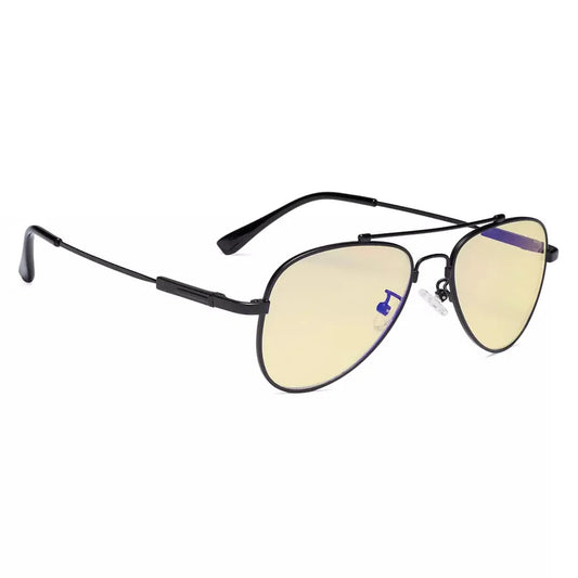 Pilot Style Block Blue Light Glasses Yellow Tinted for Kids