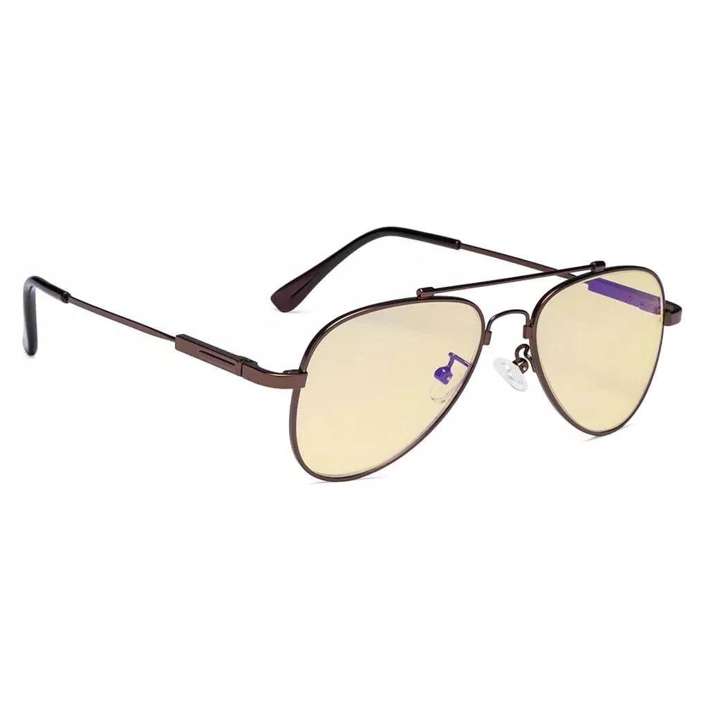 Pilot Style Block Blue Light Glasses Yellow Tinted for Kids