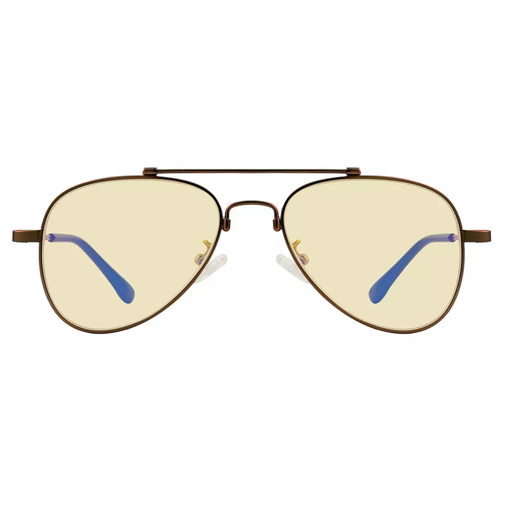 Pilot Style Block Blue Light Glasses Yellow Tinted for Kids