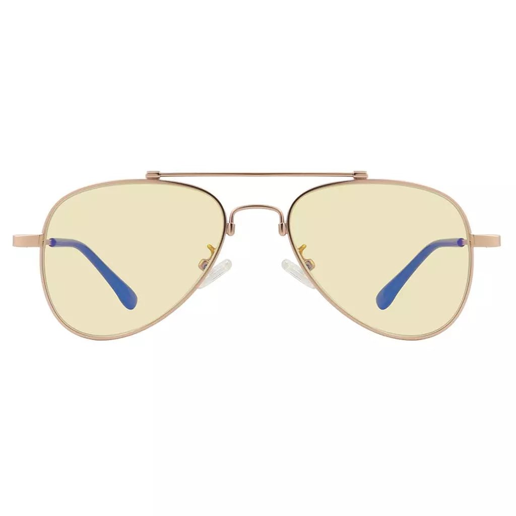 Pilot Style Block Blue Light Glasses Yellow Tinted for Kids