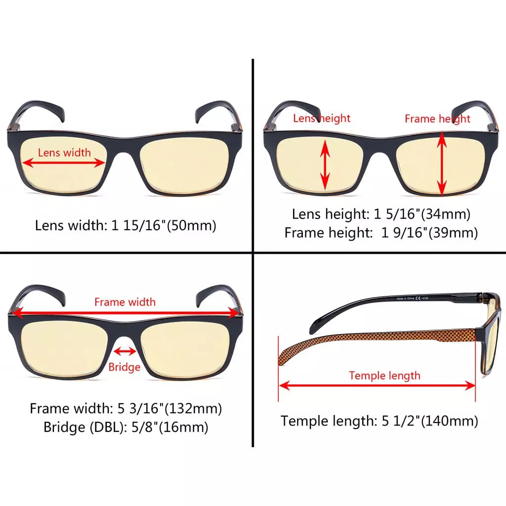 Yellow Tinted Pattern Blue Light Blocking Reading Glasses Women Men