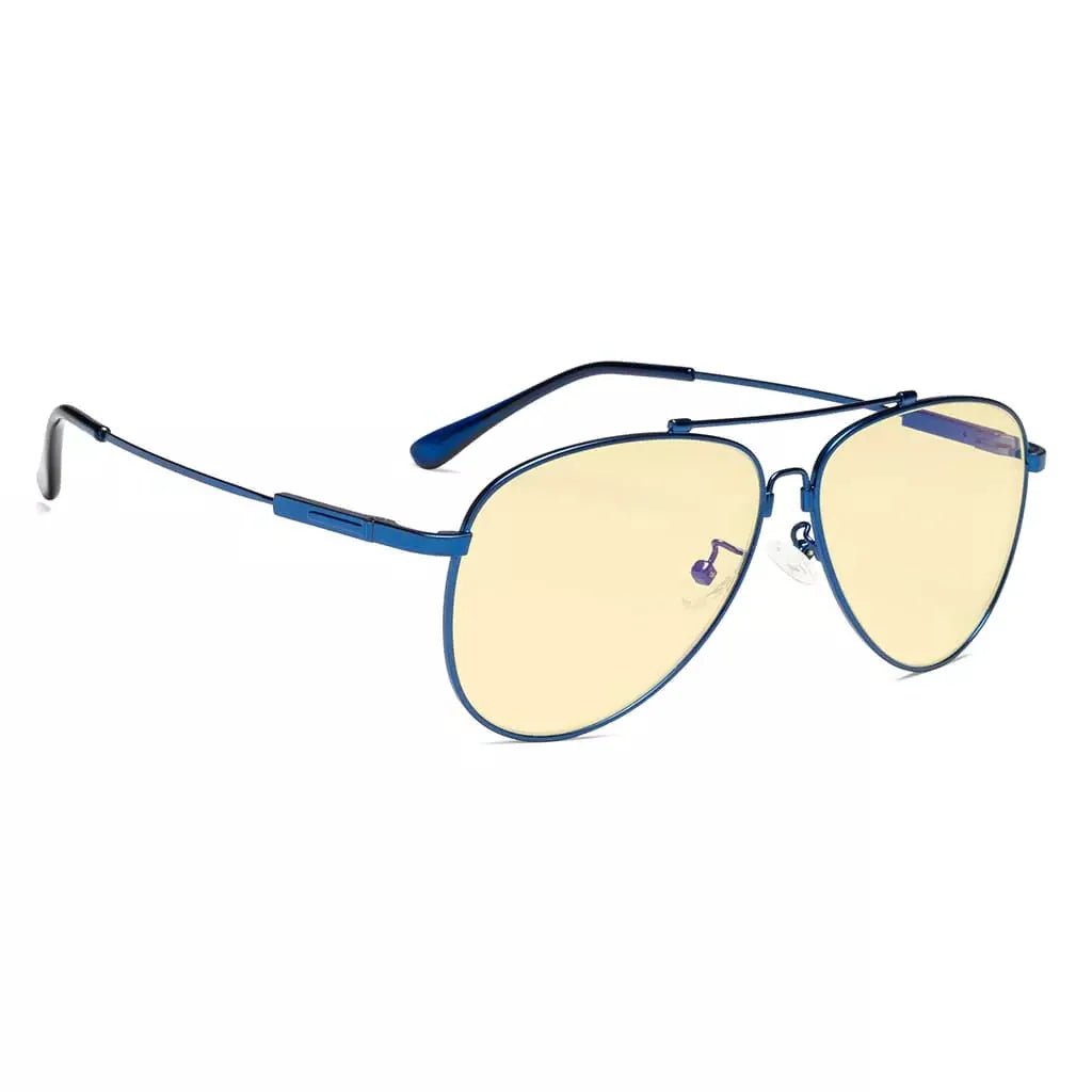 Pilot Style Memory Frame Blue Light Blocking Eyeglasses Yellow Tinted For Women Men