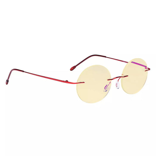 Rimless Round Blue Light Blocking Glasses Women Men