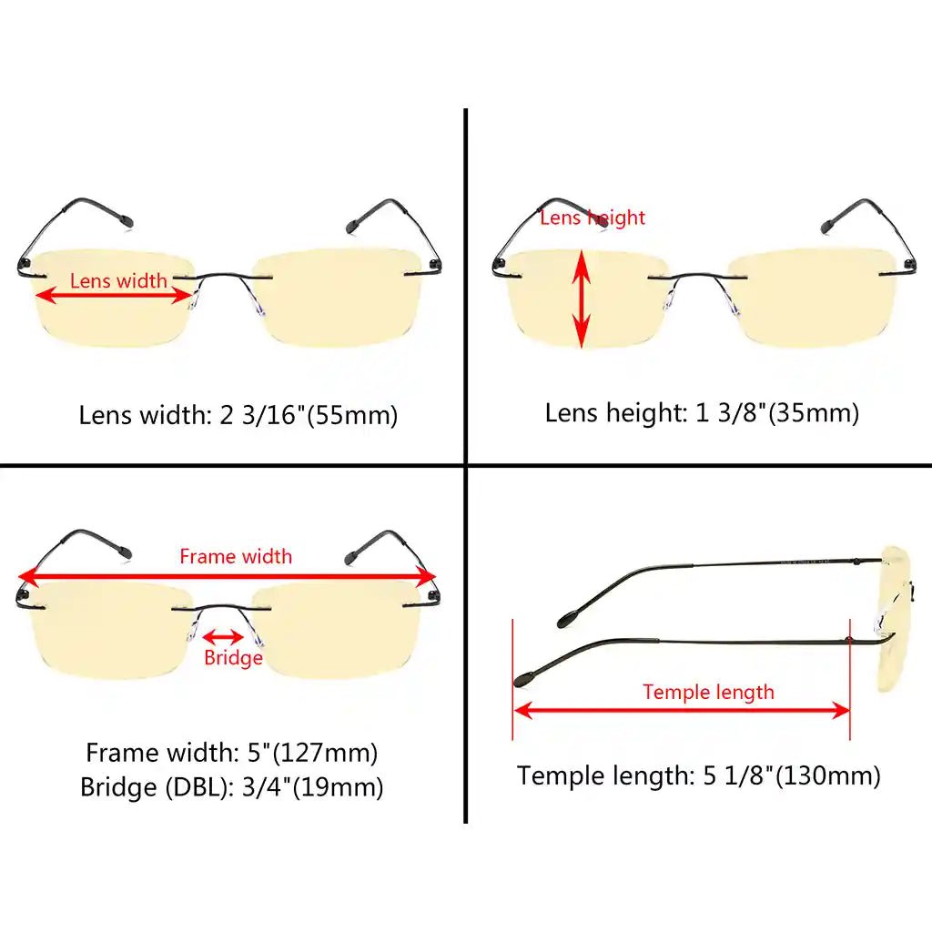 Rimless Blue Light Blocking Reading Glasses Women Men