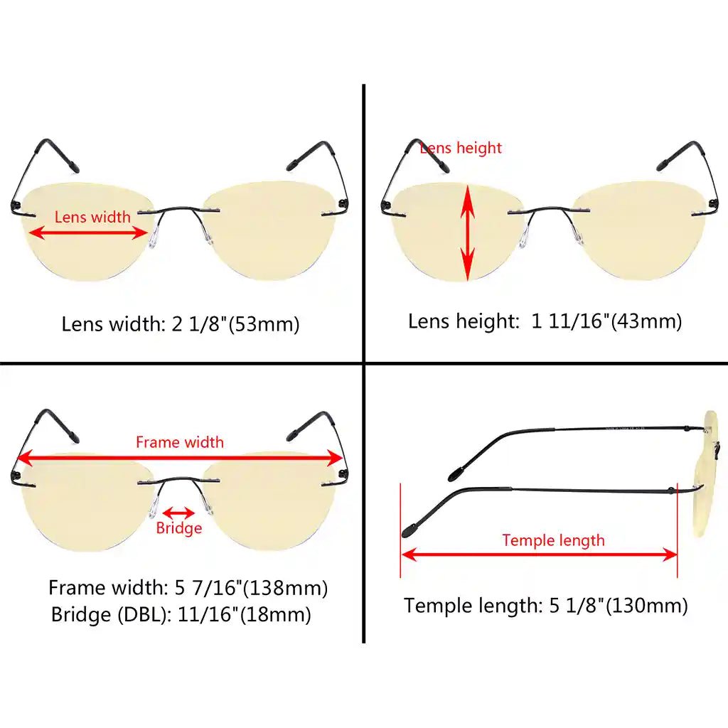 Rimless Blue Light Blocking Reading Glasses Women Men