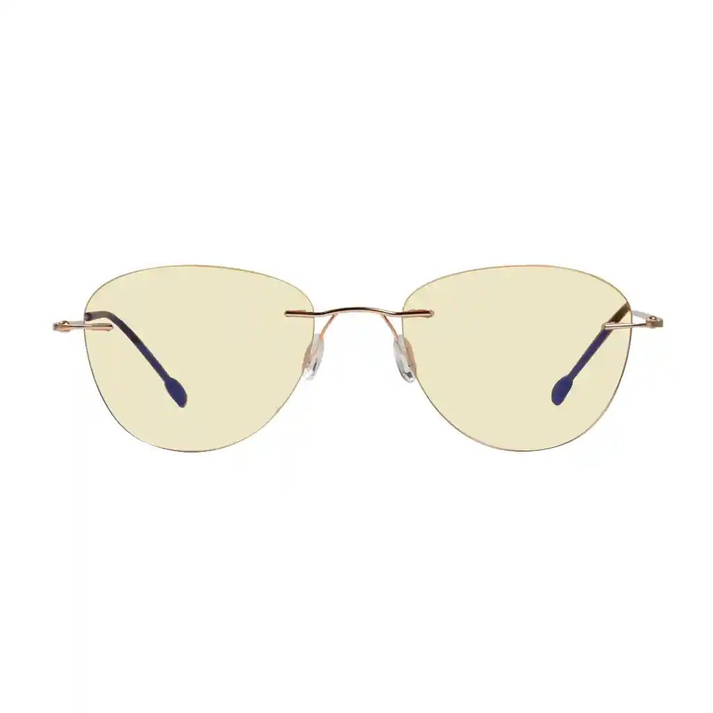 Rimless Blue Light Blocking Glasses Yellow Tinted Women Men