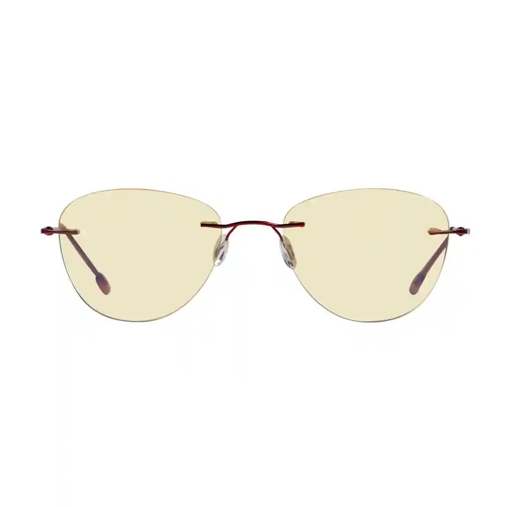 Rimless Blue Light Blocking Glasses Yellow Tinted Women Men