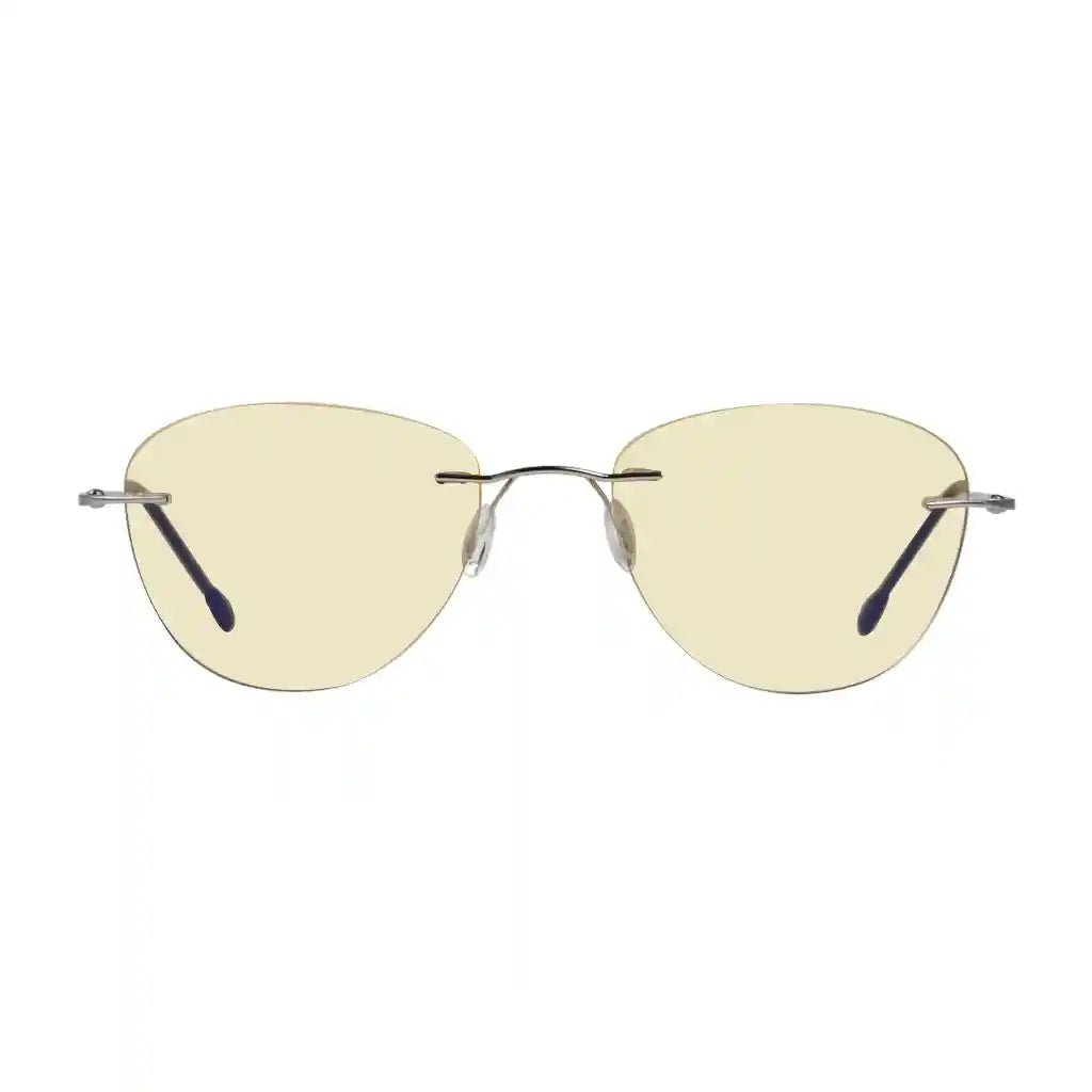 Rimless Blue Light Blocking Glasses Yellow Tinted Women Men