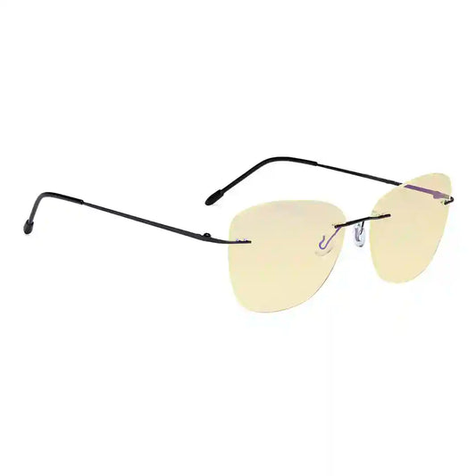 Rimless Blue Light Blocking Reading Glasses Yellow Tinted Women