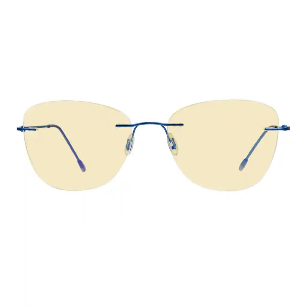 Rimless Blue Light Blocking Reading Glasses Yellow Tinted Women