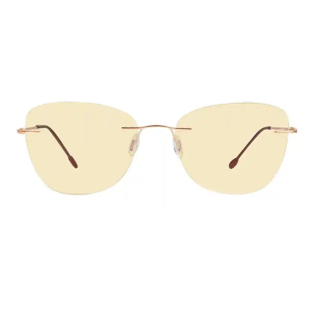 Rimless Blue Light Blocking Reading Glasses Yellow Tinted Women