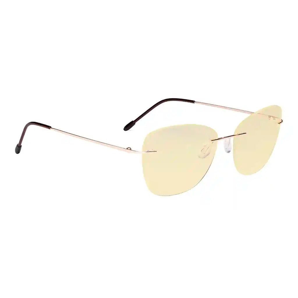 Cat-eye Rimless Blue Light Blocking Glasses Yellow Tinted Women