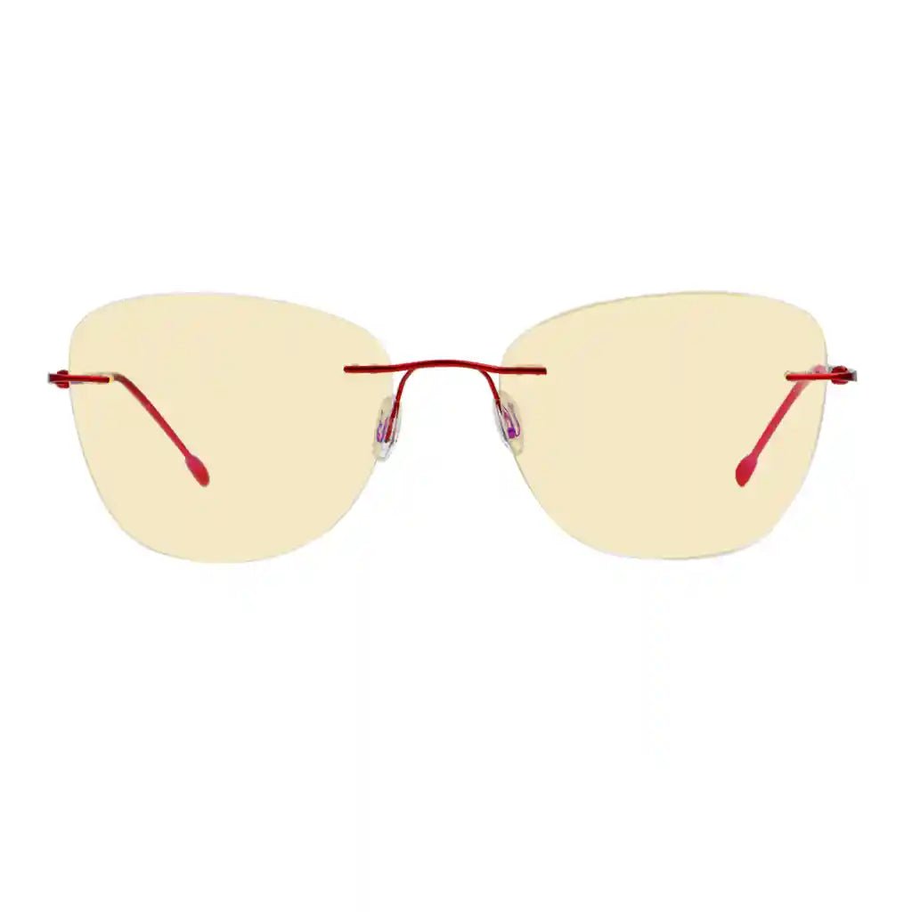 Cat-eye Rimless Blue Light Blocking Glasses Yellow Tinted Women