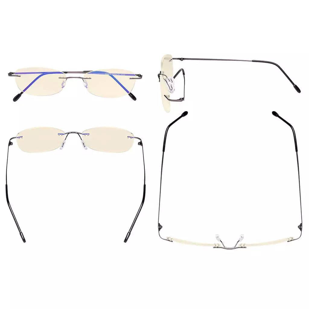 Rimless Blue Light Blocking Reading Glasses Women Men