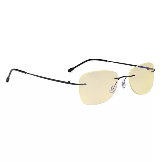 Rimless Blue Light Blocking Reading Glasses Yellow Tinted for Women men