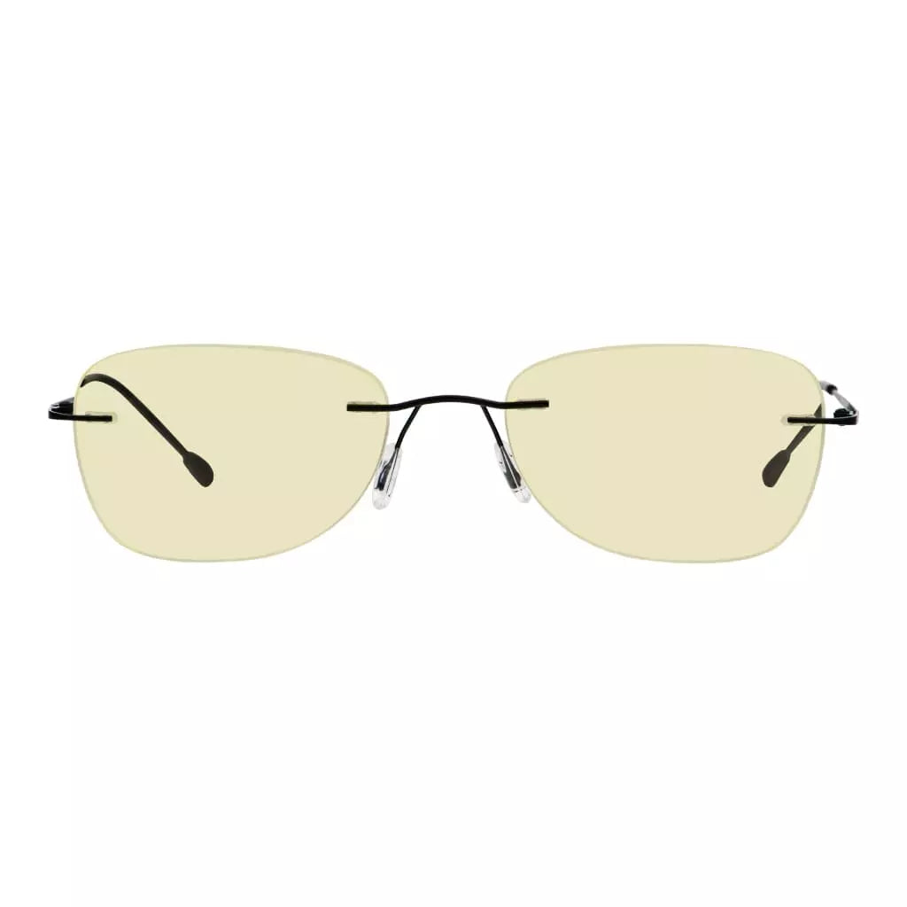 Rimless Blue Light Blocking Reading Glasses Yellow Tinted for Women men