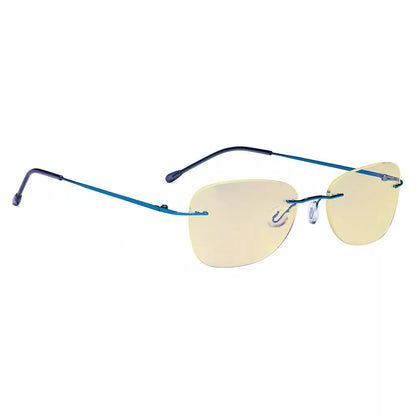 Rimless Blue Light Blocking Reading Glasses Yellow Tinted for Women men