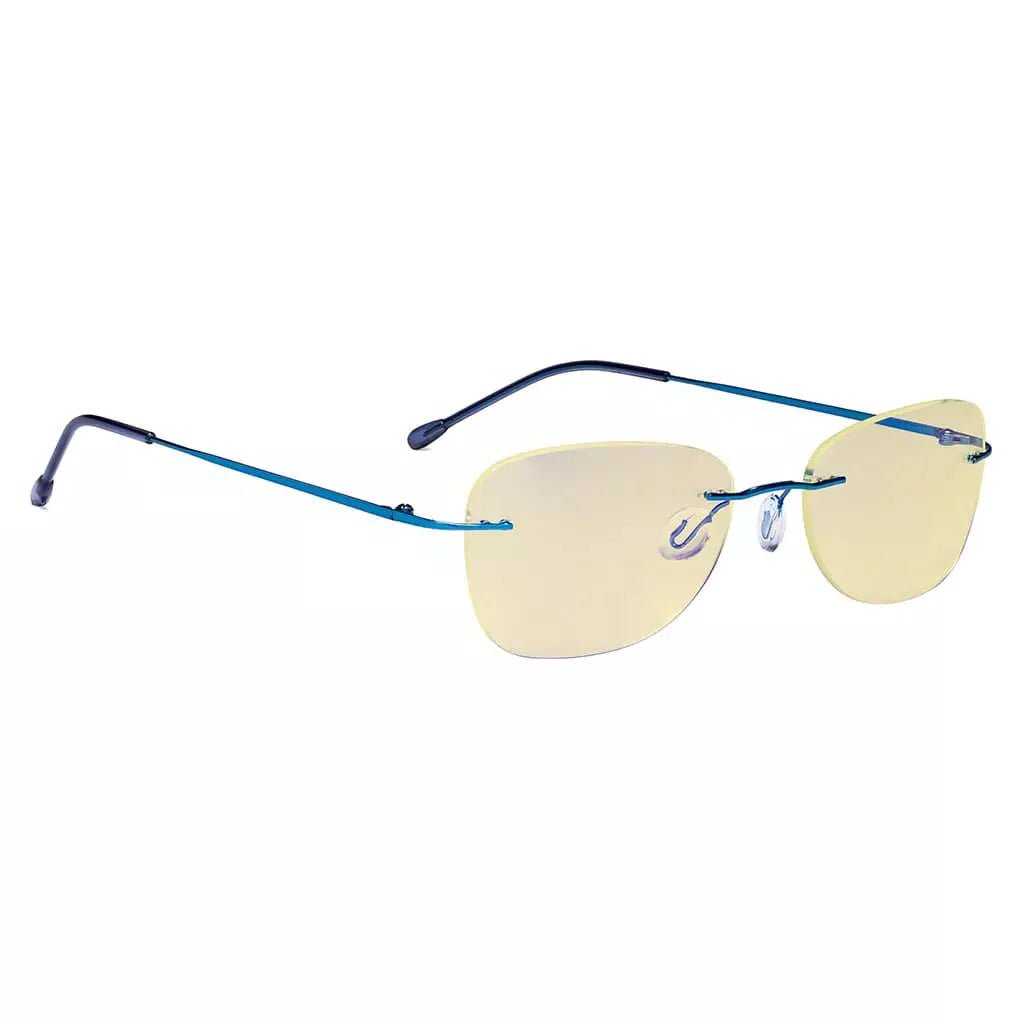 Rimless Blue Light Blocking Glasses Yellow Tinted for Women men