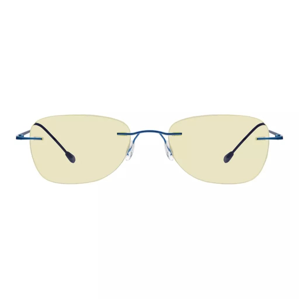 Rimless Blue Light Blocking Reading Glasses Yellow Tinted for Women men