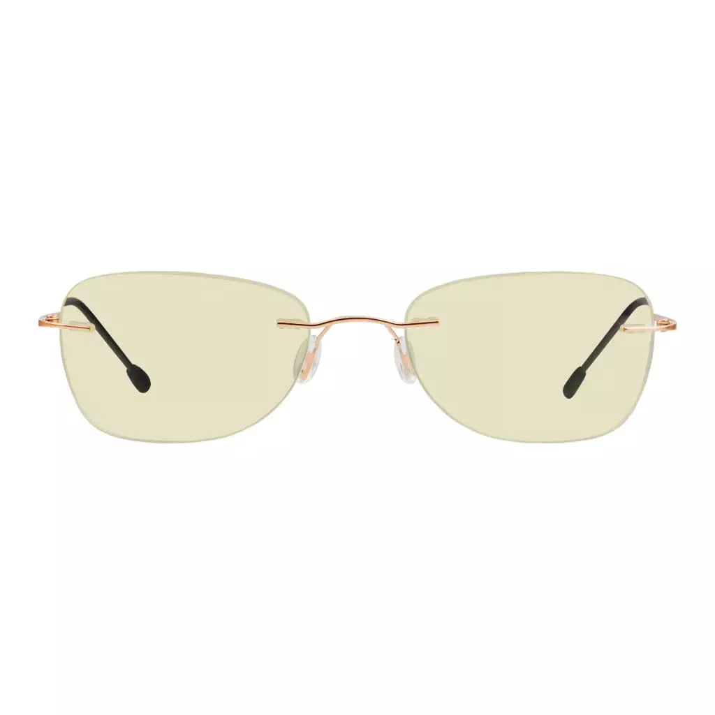 Rimless Blue Light Blocking Reading Glasses Yellow Tinted for Women men