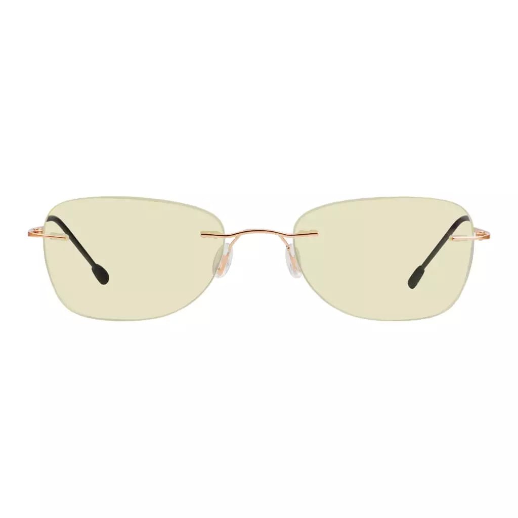 Rimless Blue Light Blocking Reading Glasses Yellow Tinted for Women men