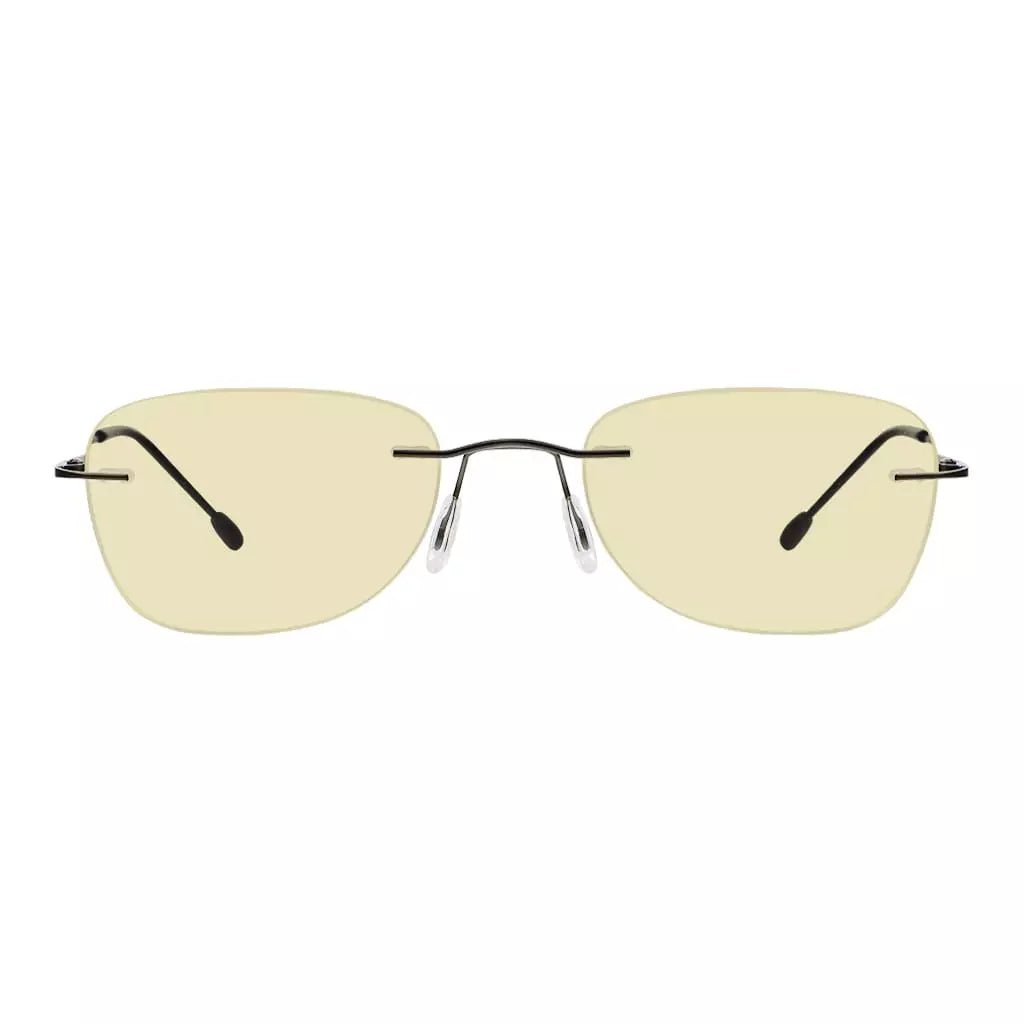 Rimless Blue Light Blocking Reading Glasses Yellow Tinted for Women men