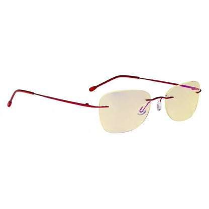 Rimless Blue Light Blocking Reading Glasses Yellow Tinted for Women men